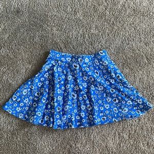 Blue skater Dress with white and black flowers